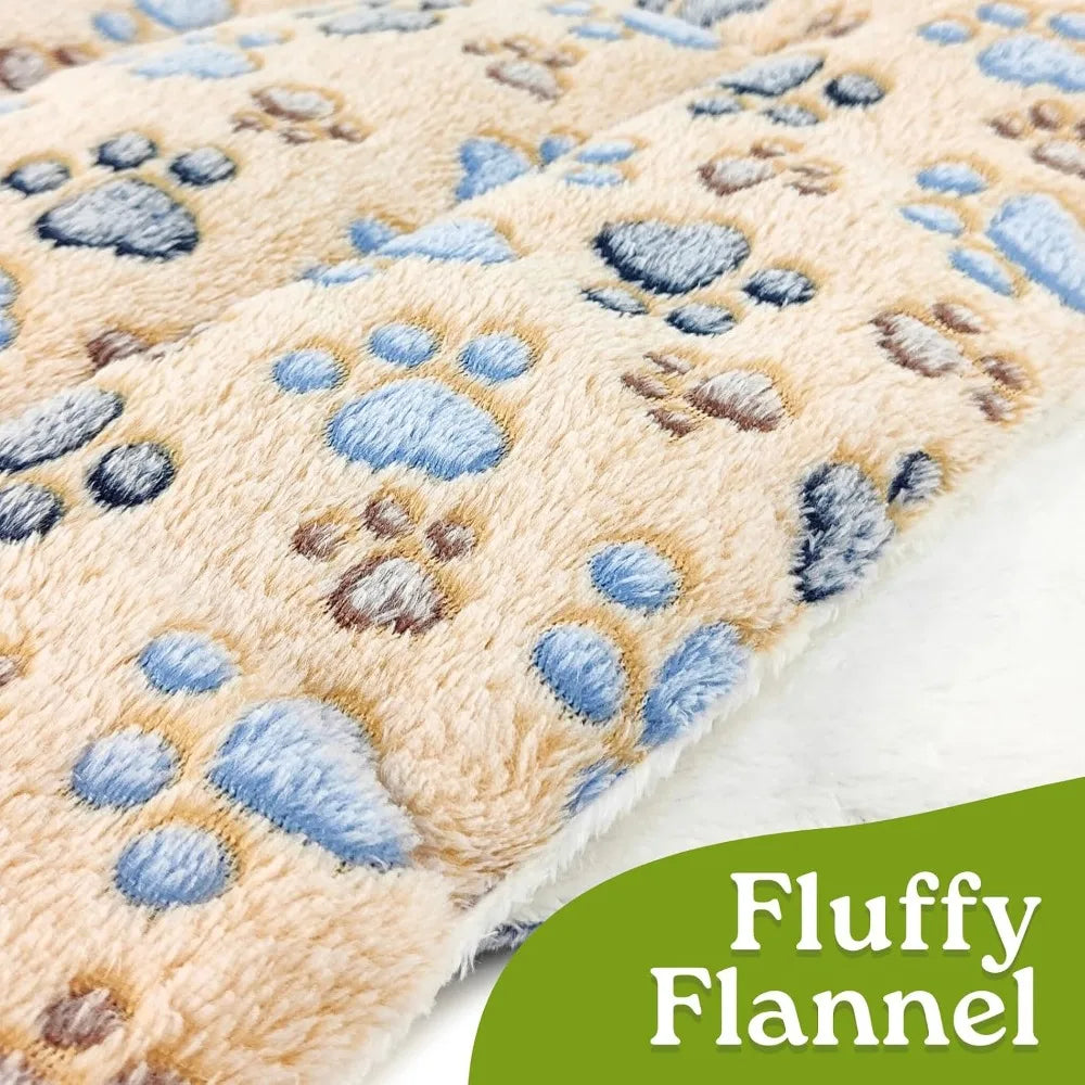 Ultra Soft Reversible Flannel Pet Blanket Mat for Cats and Small Dogs Washable Fluffy Indoor Bed Pad Warm Cozy Plush Throw