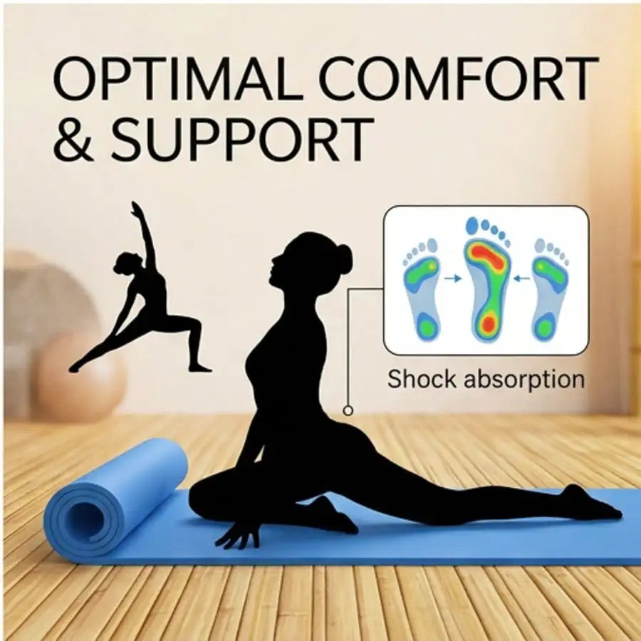 Extra Wide 8mm TPE Yoga Mat, Non Slip with Carrying Strap for Pilates, HIIT, Stretching & Home Gym