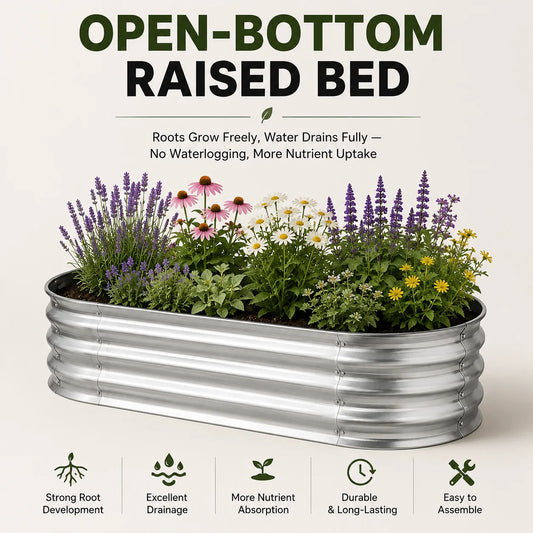 Galvanized Raised Garden Bed Kit, Oval Metal Garden Planter Box for Vegetables, Flowers, Herbs, Outdoor