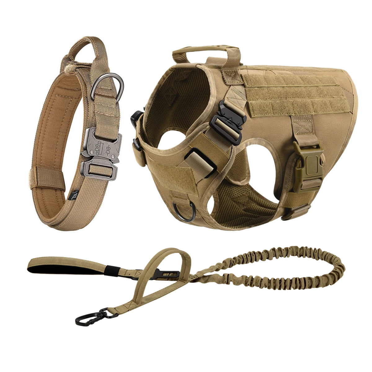 Tactical Dog Harness Collar Leash For Medium Large Dogs Pet Training Walking