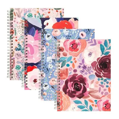80pg Ruled Notebook 5.875"x8" Floral (Designs Vary): Spiral Soft Cover Journal, Multicolor for School, Office and Home