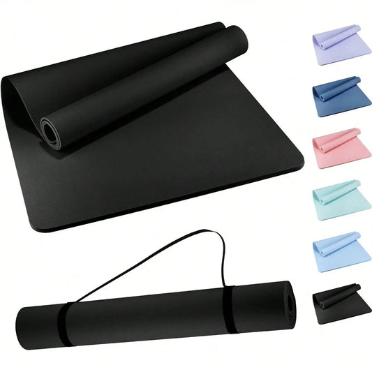 Extra Wide 8mm TPE Yoga Mat, Non Slip with Carrying Strap for Pilates, HIIT, Stretching & Home Gym