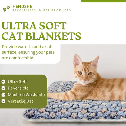 Ultra Soft Reversible Flannel Pet Blanket Mat for Cats and Small Dogs Washable Fluffy Indoor Bed Pad Warm Cozy Plush Throw
