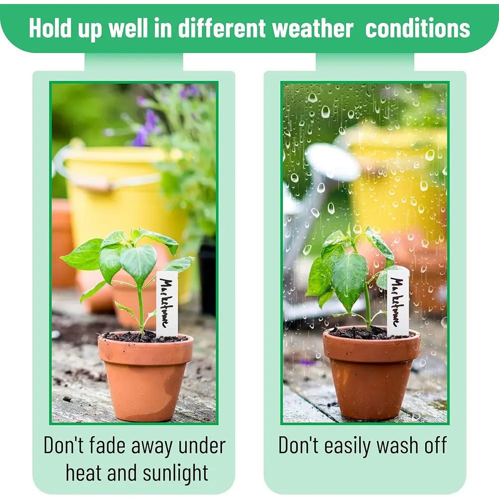 100 Pack 4 White Plastic Plant Labels - Waterproof Garden Markers for Plant Names and Seeds