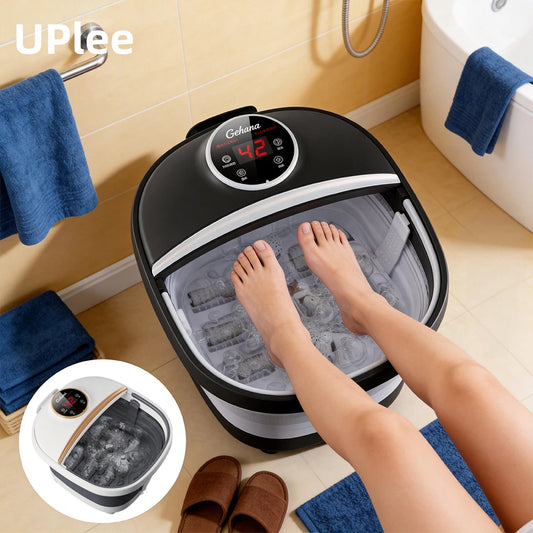 Collapsible Foot Spa Massager Electric Foldable Soaker Tub with Remote Control 24 Heating Levels 6 Massage Rollers Surfing