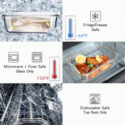 10 Pack Glass Meal Prep Containers, Food Storage With Lids Airtight, Glass Lunch Boxes, Microwave, Oven, Freezer And Dishwasher