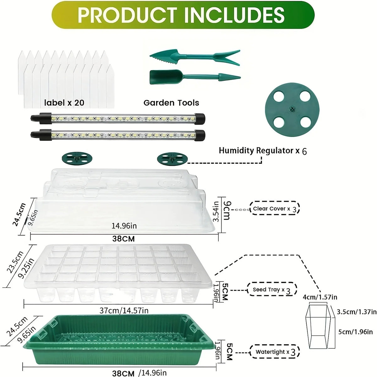4 Sets of Seed Germination Tray Sets, Equipped with High-Dome Seed Germination Kit - 160 Cells, 8 LED Grow Lights, Smart Timer,