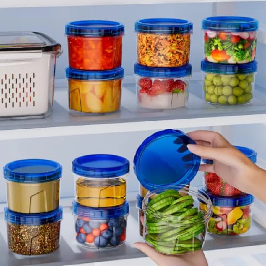 6 Pack-16 OZ Freezer Storage Containers, Small Plastic with Twist Top Lids, Round Reusable