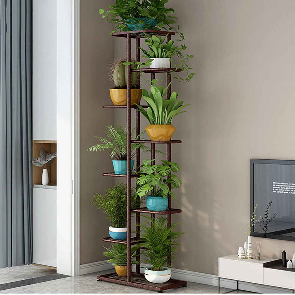 8 Tiers Metal Plant Stand, Indoor Outdoor Potted Plant Holders, Tiered Plant Shelf, Flower Display Rack For Garden