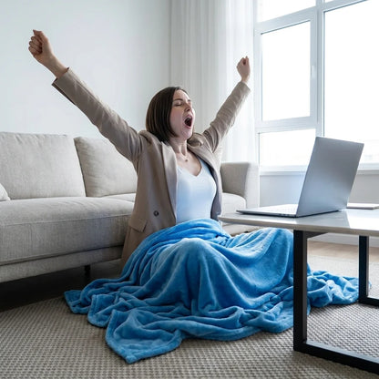 Solid Flannel Multifunctional Throw Blanket – Ultra Soft Skin-Friendly, Warm & Cozy, Perfect for Living Room, Pets, Bedroom, Office, All Season, Machine Washable