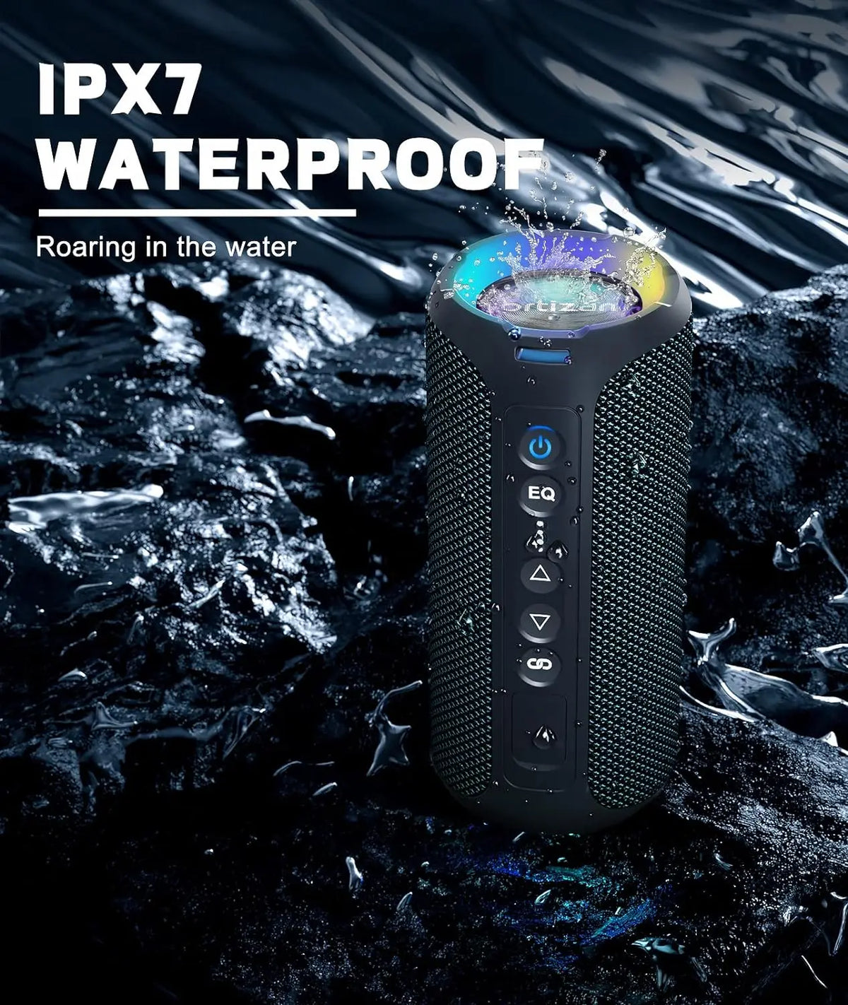 Ortizan X8 Pro Bluetooth Speaker Portable with 40W Stereo Sound,Rich Bass, Waterproof, 30H Playtime, Mixed Color Lights