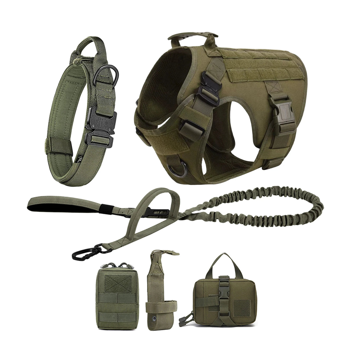 Tactical Dog Harness Collar Leash For Medium Large Dogs Pet Training Walking