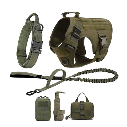 Tactical Dog Harness Collar Leash For Medium Large Dogs Pet Training Walking
