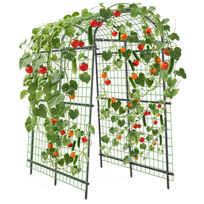 Metal Garden Arch Trellis, 7.6Ft Black for Raised Beds, Plant Support for Cucumbers & Climbing Vegetables with 7 Horizontal Pipe