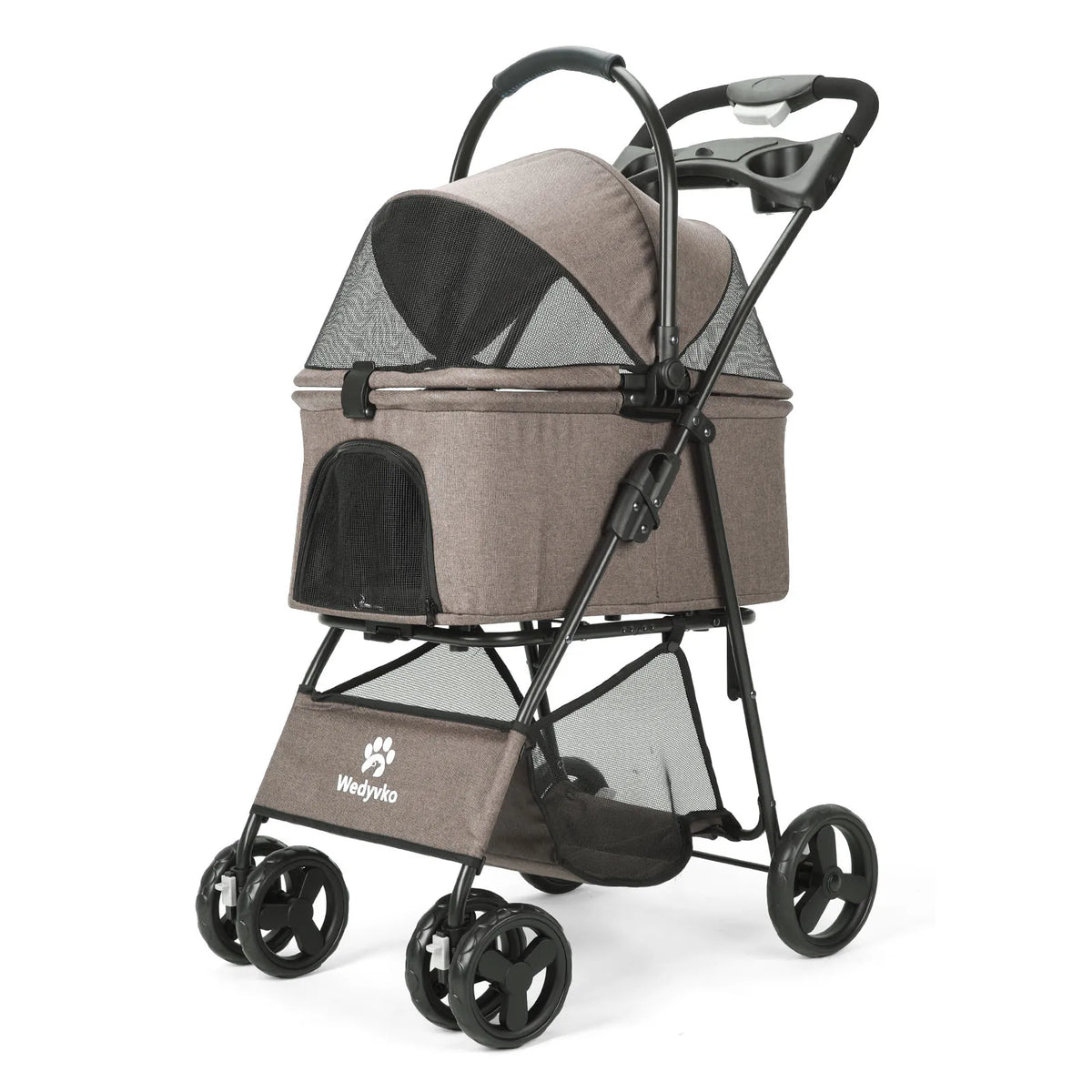 3 in 1 Folding Pet Stroller with Removable Carrier for Small/Medium Dogs and Cats, Waterproof, All-Terrain, with Sun Shade