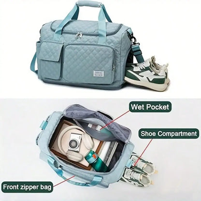 Large Capacity Waterproof Expandable Travel Duffel Bag with Shoe Compartment Multi Pocket Gym Yoga Weekender Carry On