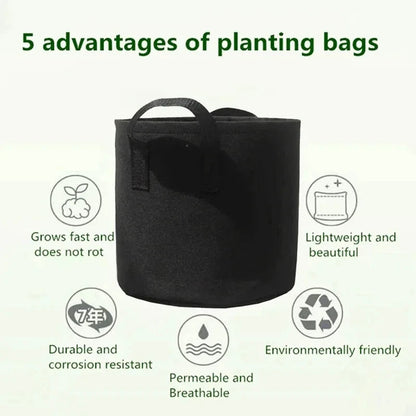 10pcs Grow Bags 5 Gallon Garden Planting Nonwoven Fabric Pots with Reinforced Handle Black