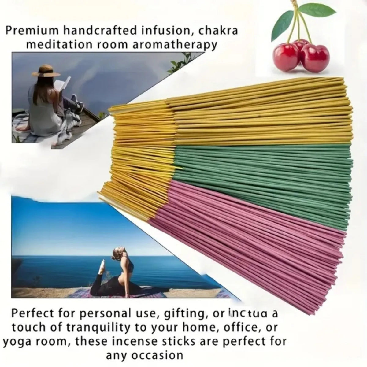 6-Pack of Approximately 120 High-Quality Fruit Scented Sticks - Including Watermelon, Sweet Peach, Cantaloupe, Cherry, Milk Strawberry, Sydney, and More - Suitable for Purification, Relaxation