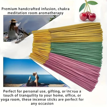 6-Pack of Approximately 120 High-Quality Fruit Scented Sticks - Including Watermelon, Sweet Peach, Cantaloupe, Cherry, Milk Strawberry, Sydney, and More - Suitable for Purification, Relaxation