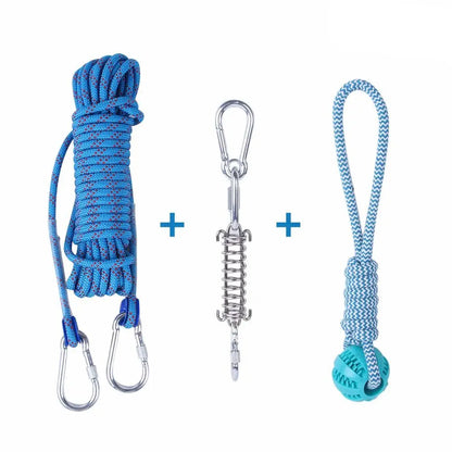 Bite Resistant Dog Spring Toys 5M Cotton Rope Teething Hanging Exercise