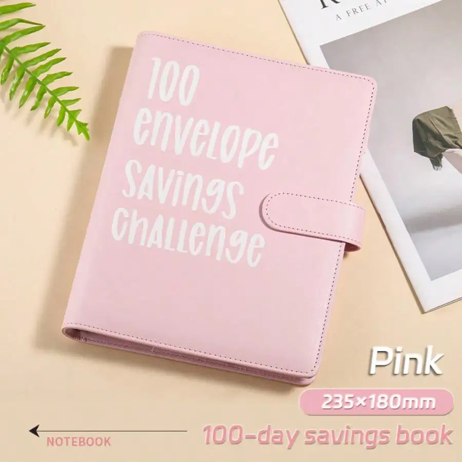 100 Envelope Savings Challenge Binder, Book with Envelopes, Leather, Cash Envelope Wallet for Budgeting & Financial Planning