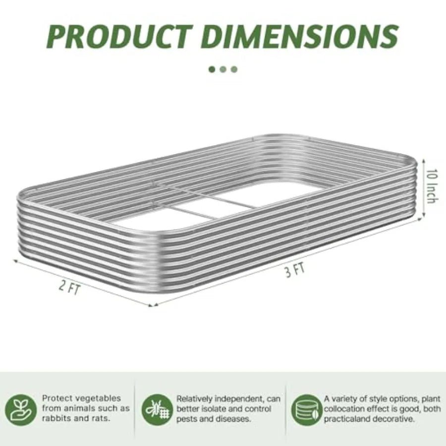 3 Pack Raised Beds for Gardening Corrugated Galvanized Steel Raised Outdoor Above Ground Garden Bed for Vegeta