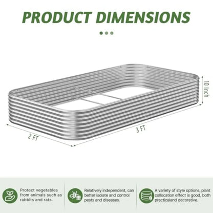 3 Pack Raised Beds for Gardening Corrugated Galvanized Steel Raised Outdoor Above Ground Garden Bed for Vegeta