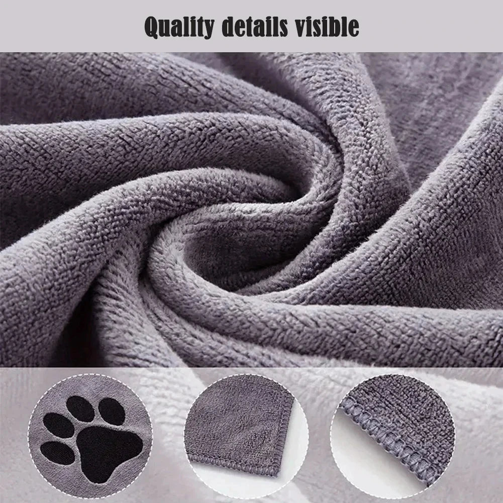 3 Size Options Microfiber Pet Bath Towel Embroidered Super Soft Absorbent Cat Dogs Grooming Supplies
