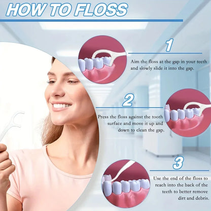 Dental Floss Picks, Hygienic. 8x6x3cm, Portable, for On-the-Go Freshness