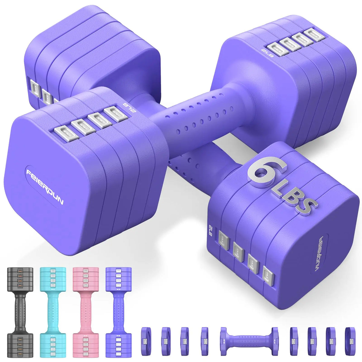 5-in-1 Adjustable Dumbbell Set of 2, 12LBS/20LBS Hand Weights for Women, Men, 1s-Adjust Dual-Stable Set for Home