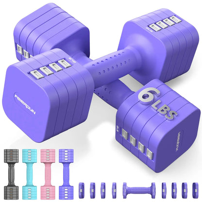 5-in-1 Adjustable Dumbbell Set of 2, 12LBS/20LBS Hand Weights for Women, Men, 1s-Adjust Dual-Stable Set for Home