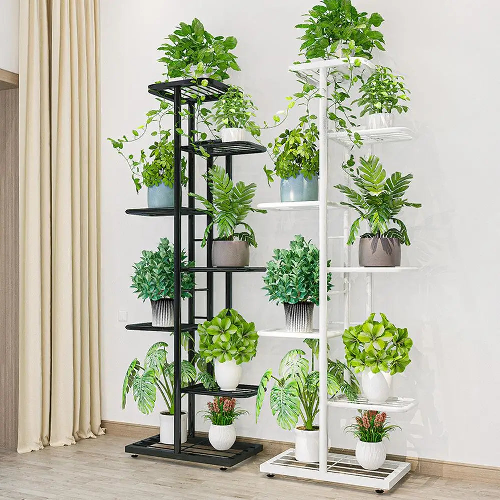 8 Tiers Metal Plant Stand, Indoor Outdoor Potted Plant Holders, Tiered Plant Shelf, Flower Display Rack For Garden