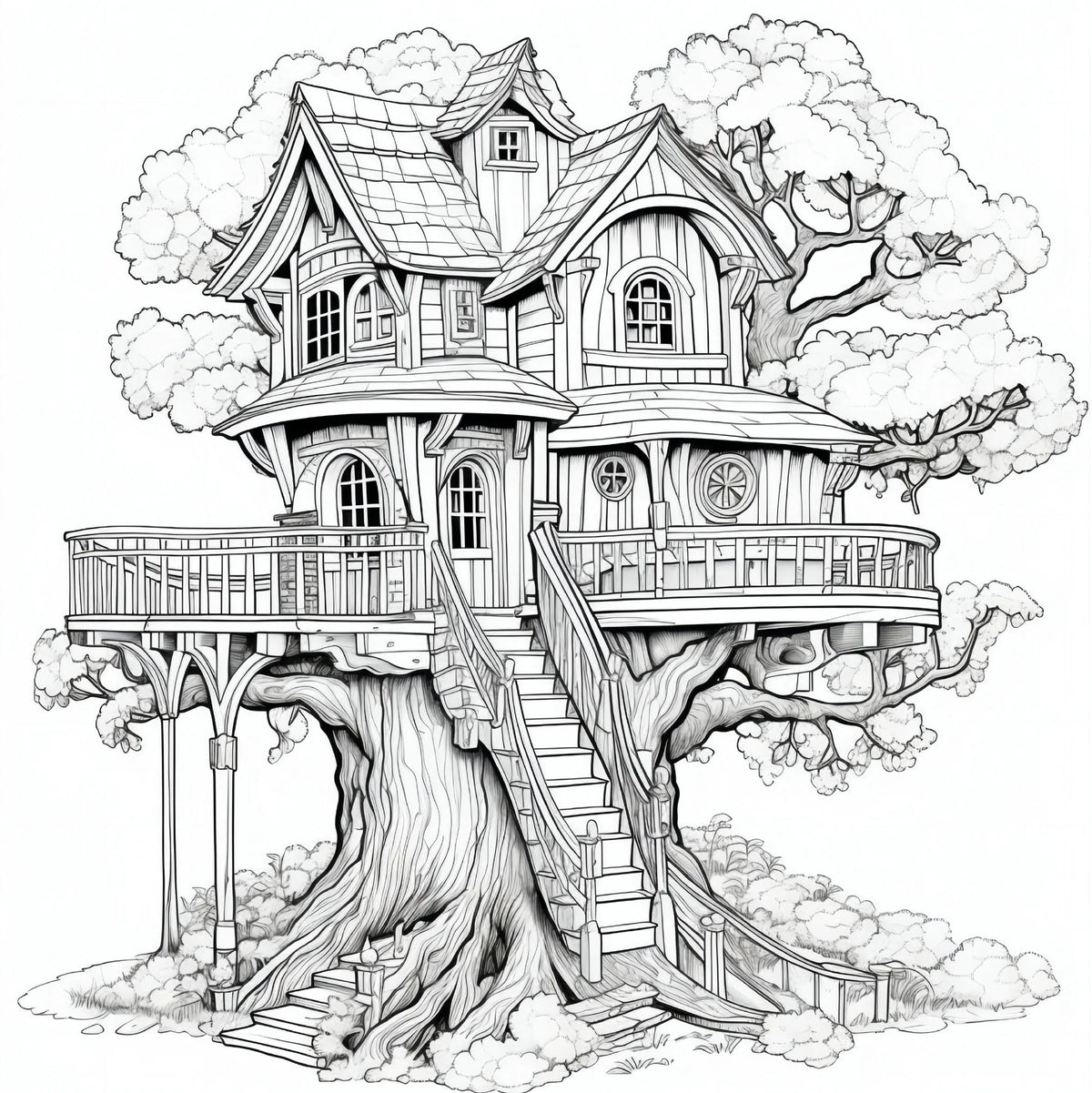 Magic Tree House Adult Picture Book Enchanting Mushroom Home Micro World Sketches Perfect Pencil Coloring Book