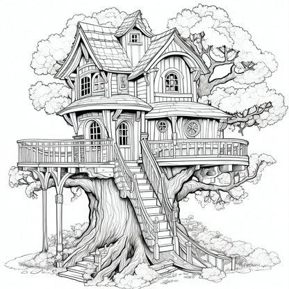Magic Tree House Adult Picture Book Enchanting Mushroom Home Micro World Sketches Perfect Pencil Coloring Book