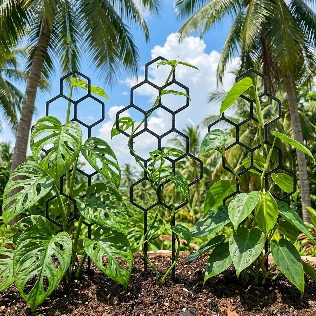 Honeycomb Design Plant Trellis, Rustproof Plastic Support for Potted Vines and Flowers, Indoor Outdoor Garden Climbing Frame
