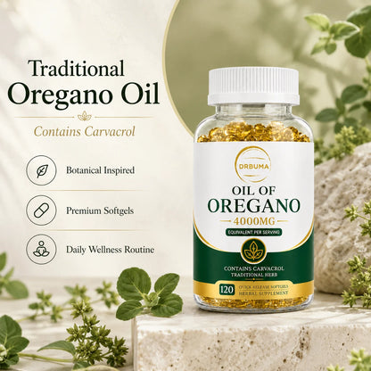 120-Count Oregano Oil Softgels, Herbal Botanical Dietary Supplement Capsules for Adults; Fast-Release Softgels, Easy to Swallow, Ideal for Daily Dietary Routine, Suitable for People Pursuing a Healthy Lifestyle