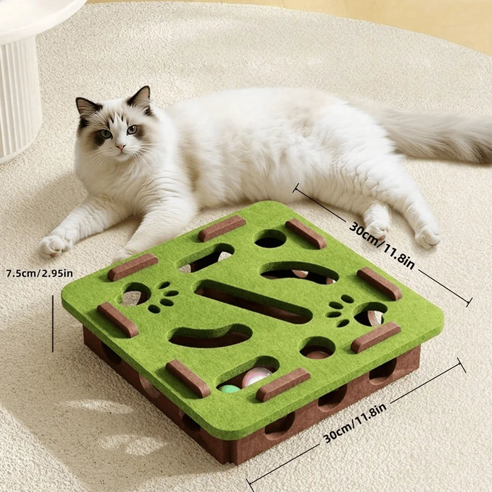 New Interactive Cat Toy, Cat Puzzle With Maze Tunnel And Bell Ball, Durable Felt Material, Battery-Free, Suitable For Indoor Cats