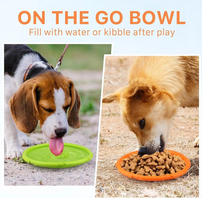 2Pcs Dog Toys Flying Disc Natural Rubber Durable Interactive Bite Resistant Pet Chew Toys 7 Inch Orange Green