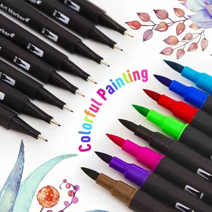 Vibrant Double-Ended Watercolor Markers – Art Set for Drawing & Crafts, Durable Plastic Bodies