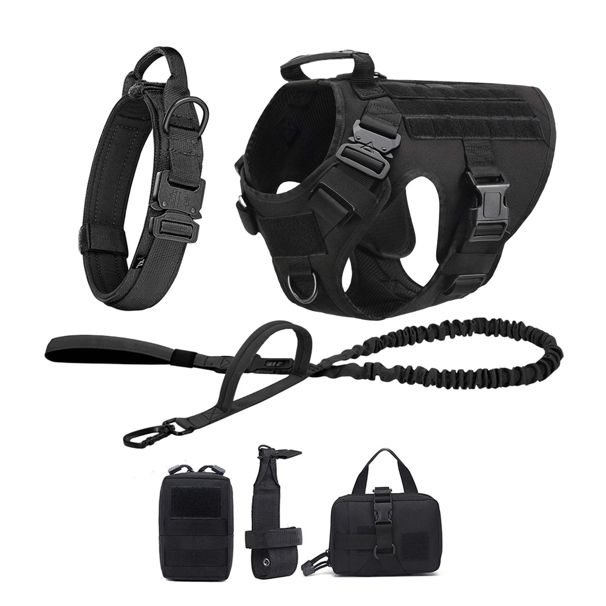 Tactical Dog Harness Collar Leash For Medium Large Dogs Pet Training Walking