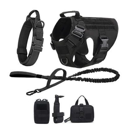 Tactical Dog Harness Collar Leash For Medium Large Dogs Pet Training Walking