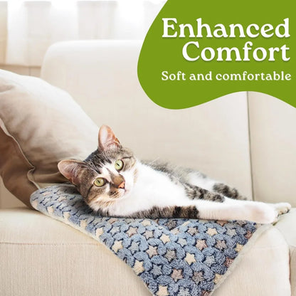 Ultra Soft Reversible Flannel Pet Blanket Mat for Cats and Small Dogs Washable Fluffy Indoor Bed Pad Warm Cozy Plush Throw