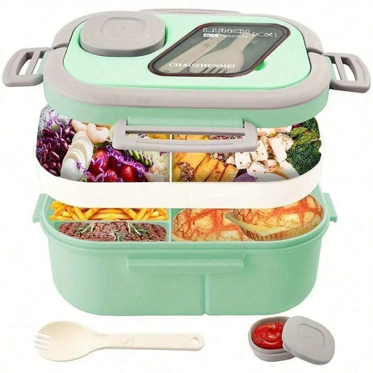 Secure Closure Lunch Box With Spoon Compartment Perfect Alignment Design For Convenient Carrying