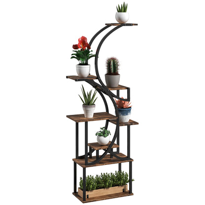 8-Tier Plant Stand, 62inch S-Shaped Plant Stands, Carbonized Treatment