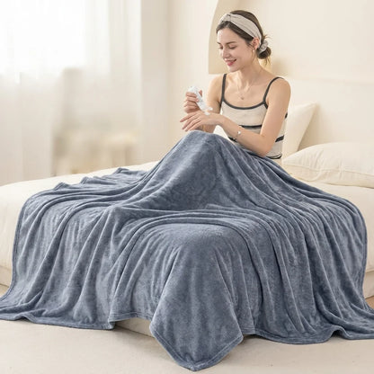 Solid Flannel Multifunctional Throw Blanket – Ultra Soft Skin-Friendly, Warm & Cozy, Perfect for Living Room, Pets, Bedroom, Office, All Season, Machine Washable