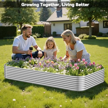 3 Pack Raised Beds for Gardening Corrugated Galvanized Steel Raised Outdoor Above Ground Garden Bed for Vegeta
