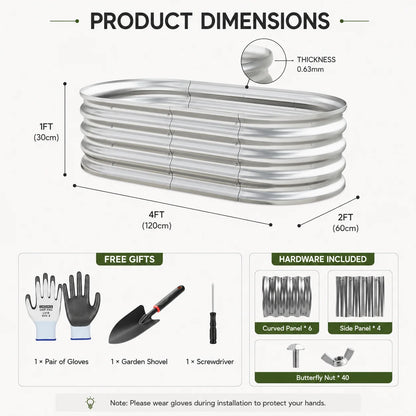 Galvanized Raised Garden Bed Kit, Oval Metal Garden Planter Box for Vegetables, Flowers, Herbs, Outdoor