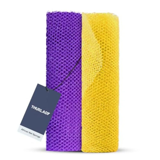 African Exfoliating Net Sponge, 2 Pack Bath Scrubber for Shower Nylon Mesh Back Towel for Full-Body Cleansing, Dead Skin Removal