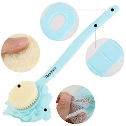 Loofah Back Scrubber Long Handle Shower Body Brush with Soft Mesh Sponge for Skin Exfoliating Bath, Massage