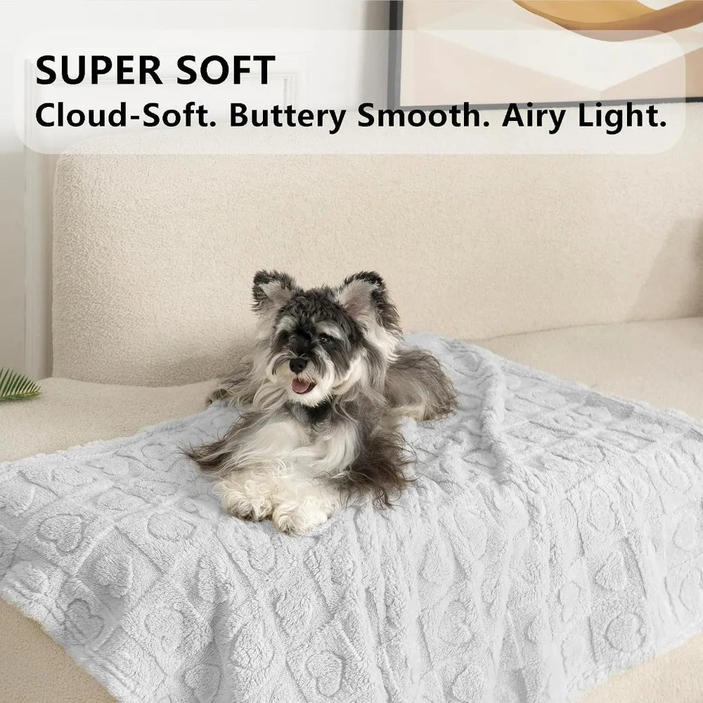Ultra Soft 300GSM Coral Fleece Pet Blanket for Dogs and Cats Washable Calming Crate Mat Furniture Protector for Couch Bed Car Seat Light Grey 30x40 Inches (M)